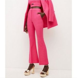 Karen Millen Boucle Kickflare Pink Trousers Size 6 NWT